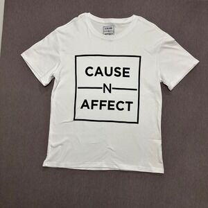 Cause N Affect Mens White Graphic T Shirt Size L Cotton Short Sleeve Tee Top